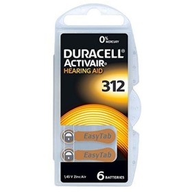 Duracell Easytab/Activair type 312 pour appareils auditifs Zinc Air P312 PR41 ZL