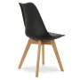 Chaise scandinave coque noire, 4 pieds bois