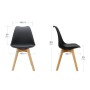 Chaise scandinave coque noire, 4 pieds bois