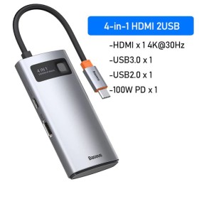 Baseus – HUB USB type-c + PD 100 W (4 en 1)
