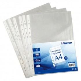 Pochettes perforées A4 transparentes grainées 40 mic. (40/100e) - Paquet de 50