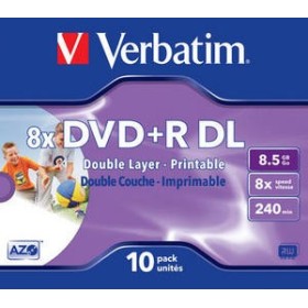 DVD+R DL Verbatim - 8,5 Go 8x vitesse double couche imprimable - jewelbox pack d
