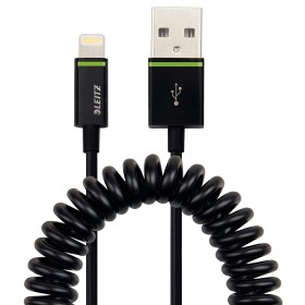 Câble spirale Lightning vers USB, 1 m Leitz, Noir