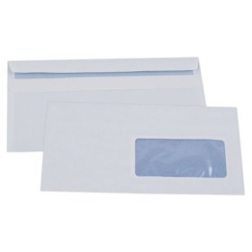Boîte 500 Enveloppes 110x220 blanc 80 Grs Avec Fen45x100 auto-collantes