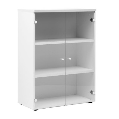 XERUS BLANC RANGEMENT MI-HAUTEUR 2 P.VERRE 2c