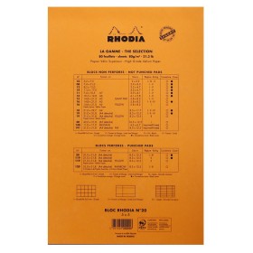 Bloc agrafé Rhodia ORANGE N°20 21x31,8cm Q.5x5 80f perf. 4t. 80g