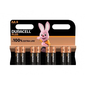 Pack de 8 piles Duracell Alkaline Plus Extra Life LR06 Mignon AA
