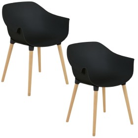 Chaise visiteur design Luma black pietement bois naturel *1c