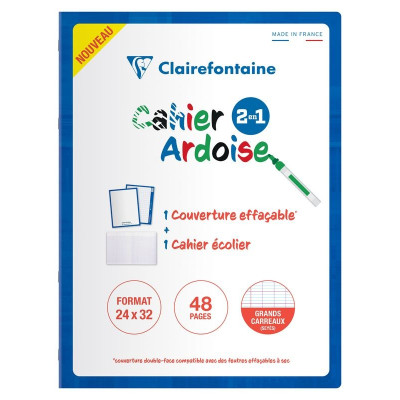 Cahier Magique couverture ardoise double face effaçable piqué blanc 24x32cm 48p
